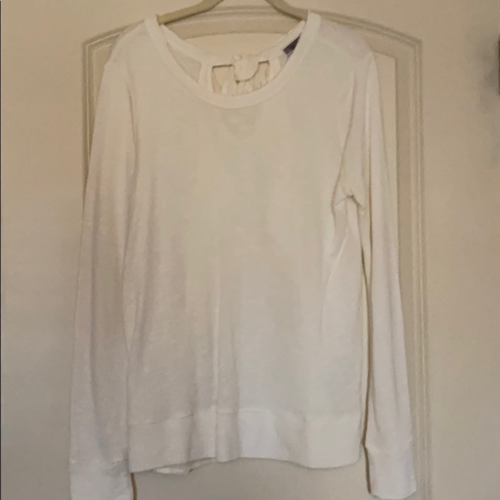 Nordstrom white knit sweater with sheer bow back